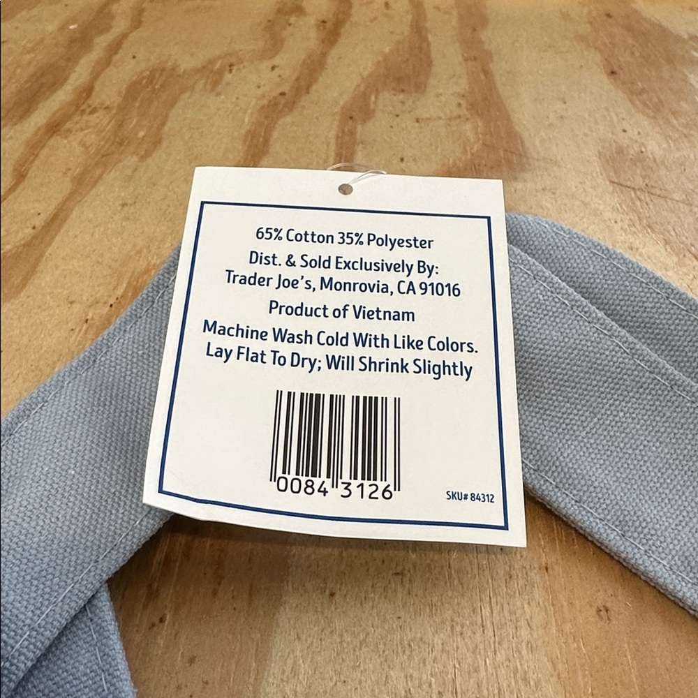 Trader Joe’s, mini pastel canvas tote bag in blue stripes - Picture 3 of 4
